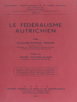 cover image of Le fédéralisme autrichien